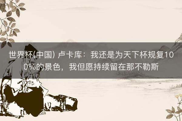世界杯(中国) 卢卡库：我还是为天下杯规复100%的景色，我但愿持续留在那不勒斯