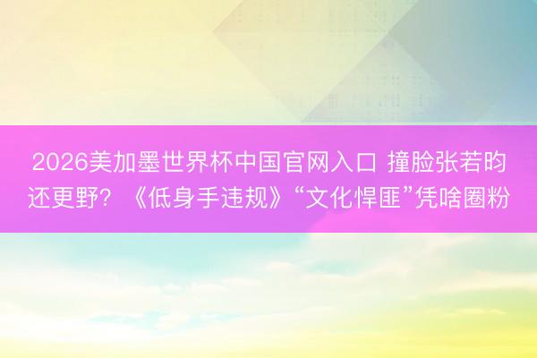 2026美加墨世界杯中国官网入口 撞脸张若昀还更野？《低身手违规》“文化悍匪”凭啥圈粉