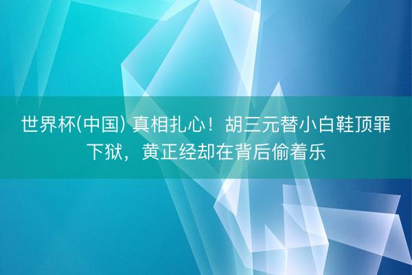 世界杯(中国) 真相扎心!胡三元替小白鞋顶罪下狱,黄正经却在背后偷着乐