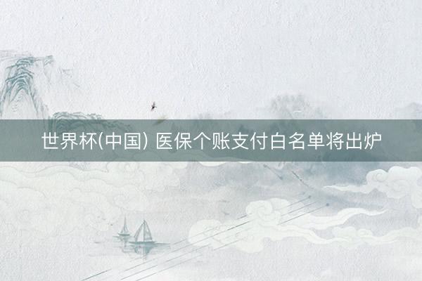 世界杯(中国) 医保个账支付白名单将出炉