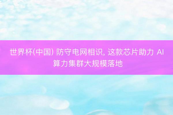 世界杯(中国) 防守电网相识， 这款芯片助力 AI 算力集群大规模落地
