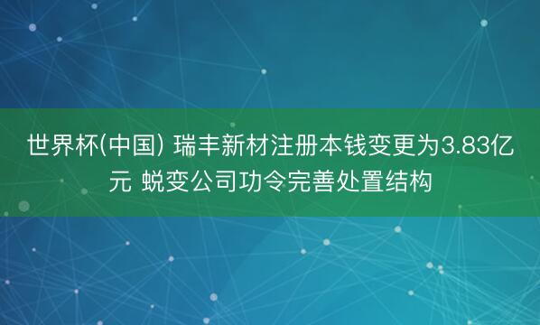 世界杯(中国) 瑞丰新材注册本钱变更为3.83亿元 蜕变公司功令完善处置结构