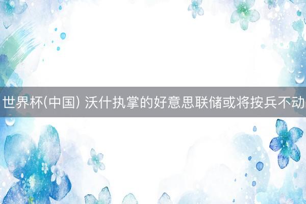 世界杯(中国) 沃什执掌的好意思联储或将按兵不动